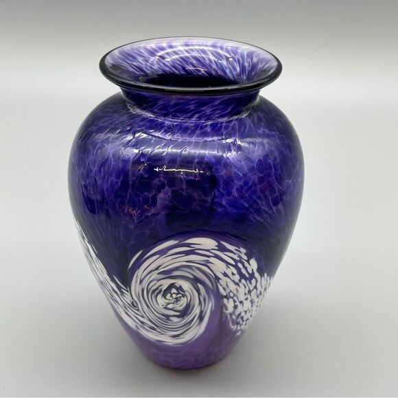 George Averbeck Art Glass Vase Signed 2008 Fire on the Mountain Studios - Picture 11 of 15